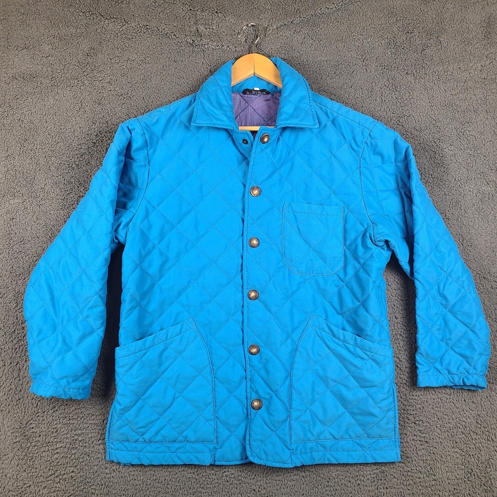 Bottega Veneta Vintage Quilted Jacket Blue Made in Italy Size 42 Snap Front